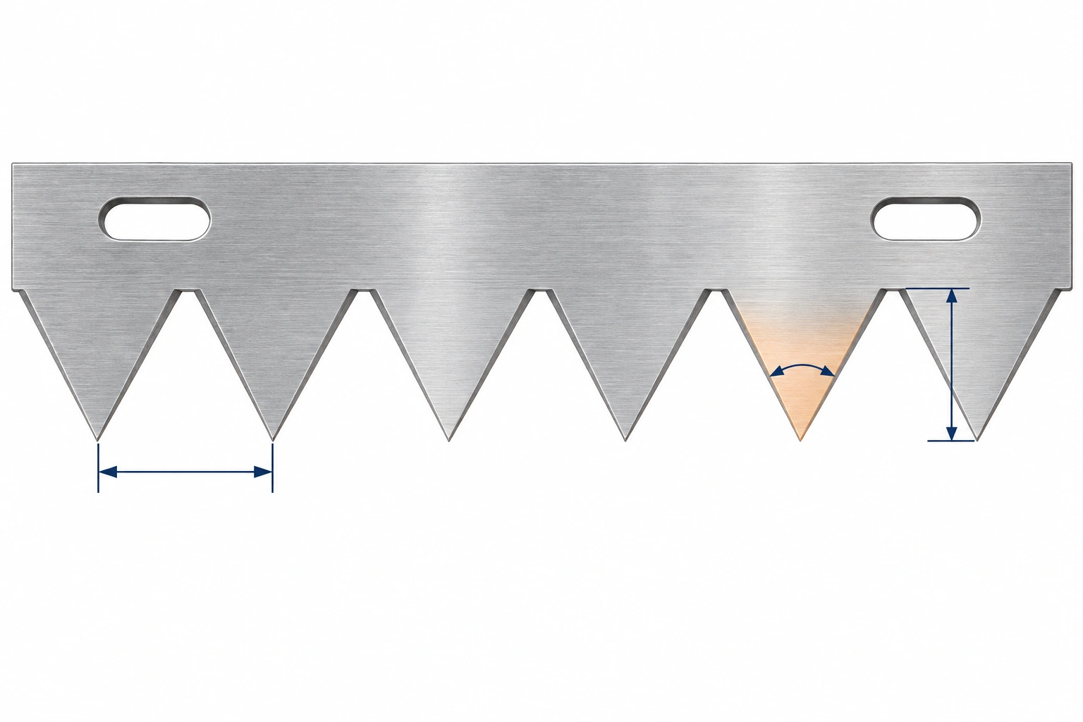 Tooth pitch, height and angle diagram without numerical measurements
