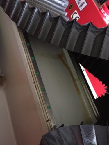 Folded material near a doorway