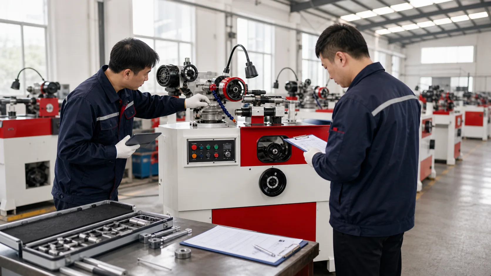 Weizhihao QC trial run for sharpening machine before shipment