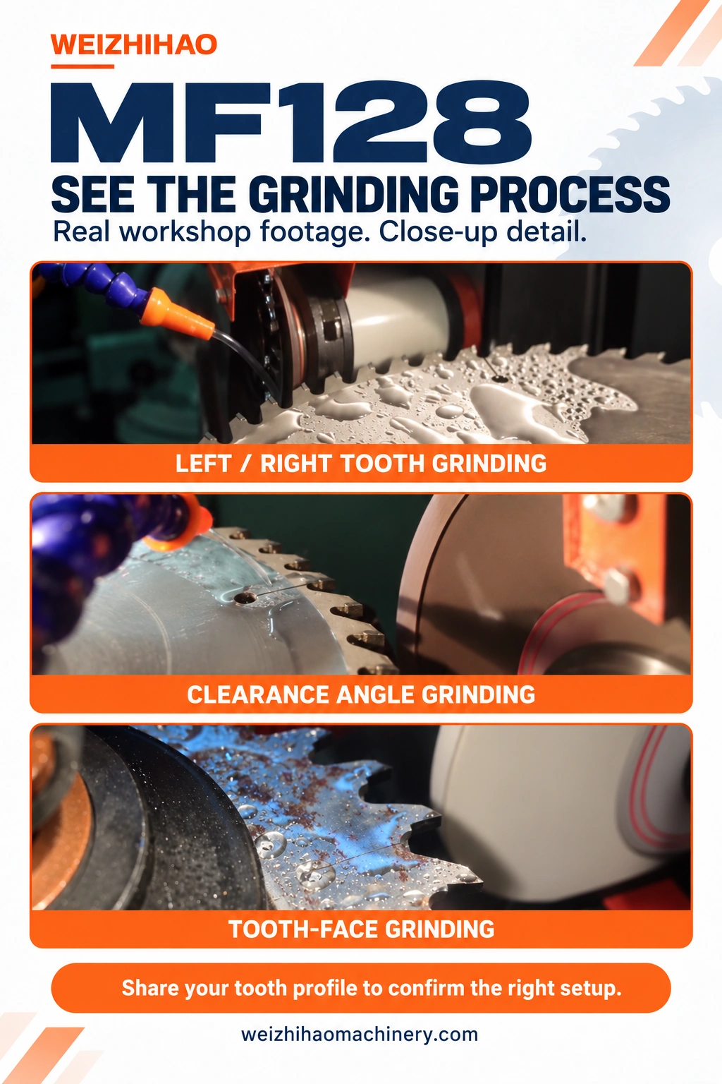 MF128 saw blade grinding process weizhihaomachinerycom MF128 left and right tooth grinding clearance angle grinding and tooth face grinding