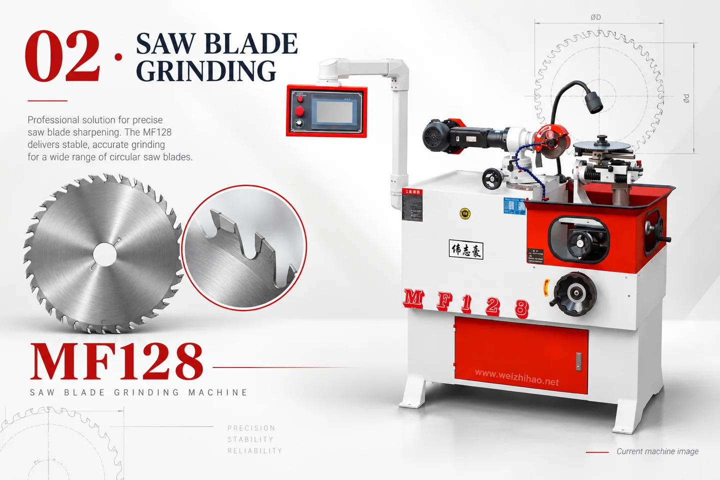 MF128 saw blade grinder design preview